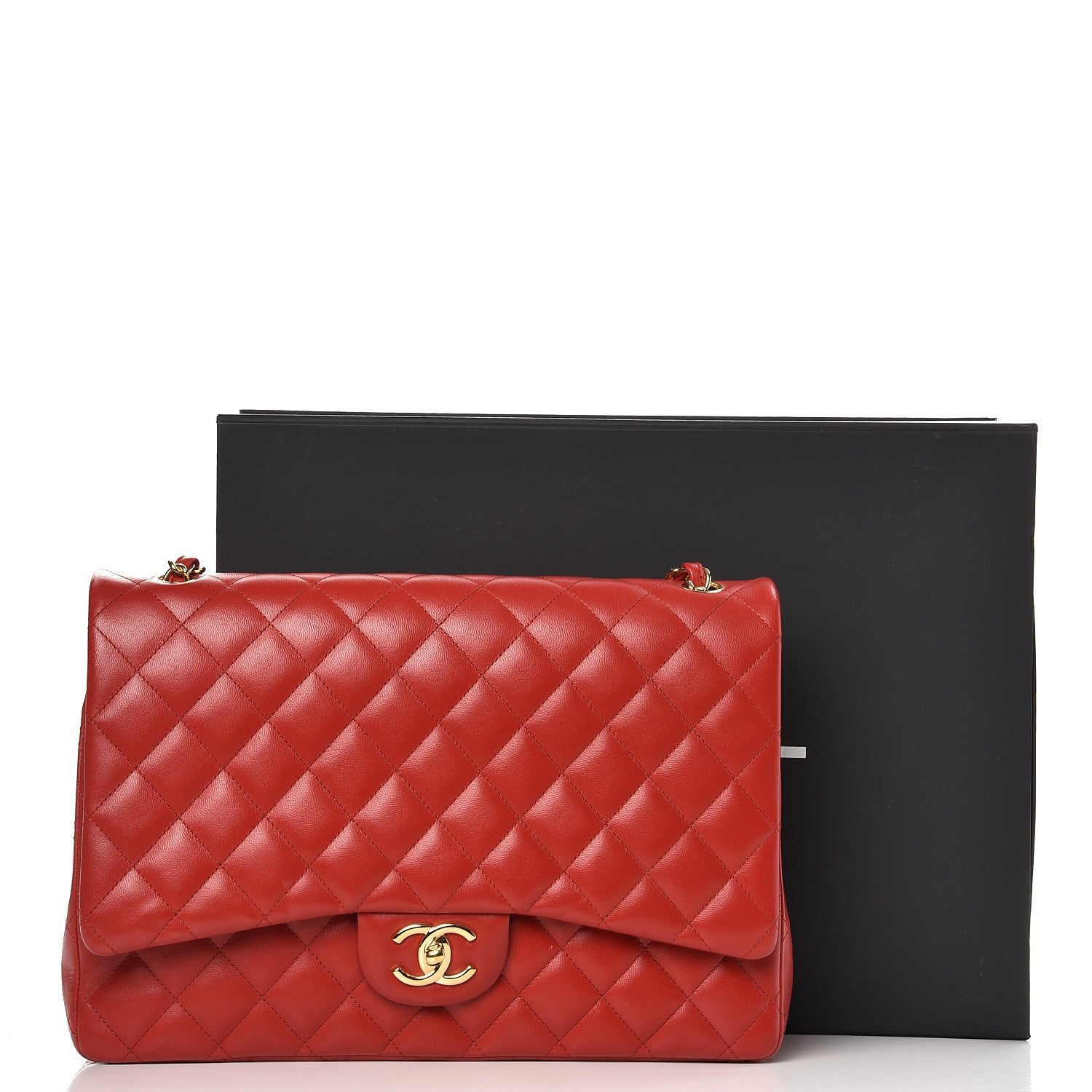 Chanel Lambskin Quilted Maxi Double Flap Red 11 of 11