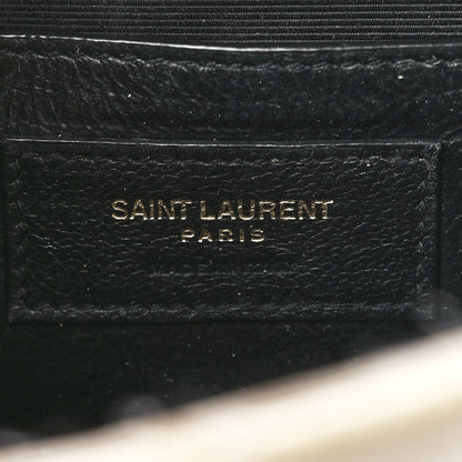 Saint Laurent Grain De Poudre Textured Mixed Matelasse Triquilt Small Monogram Satchel Dark Beige 6 of 11