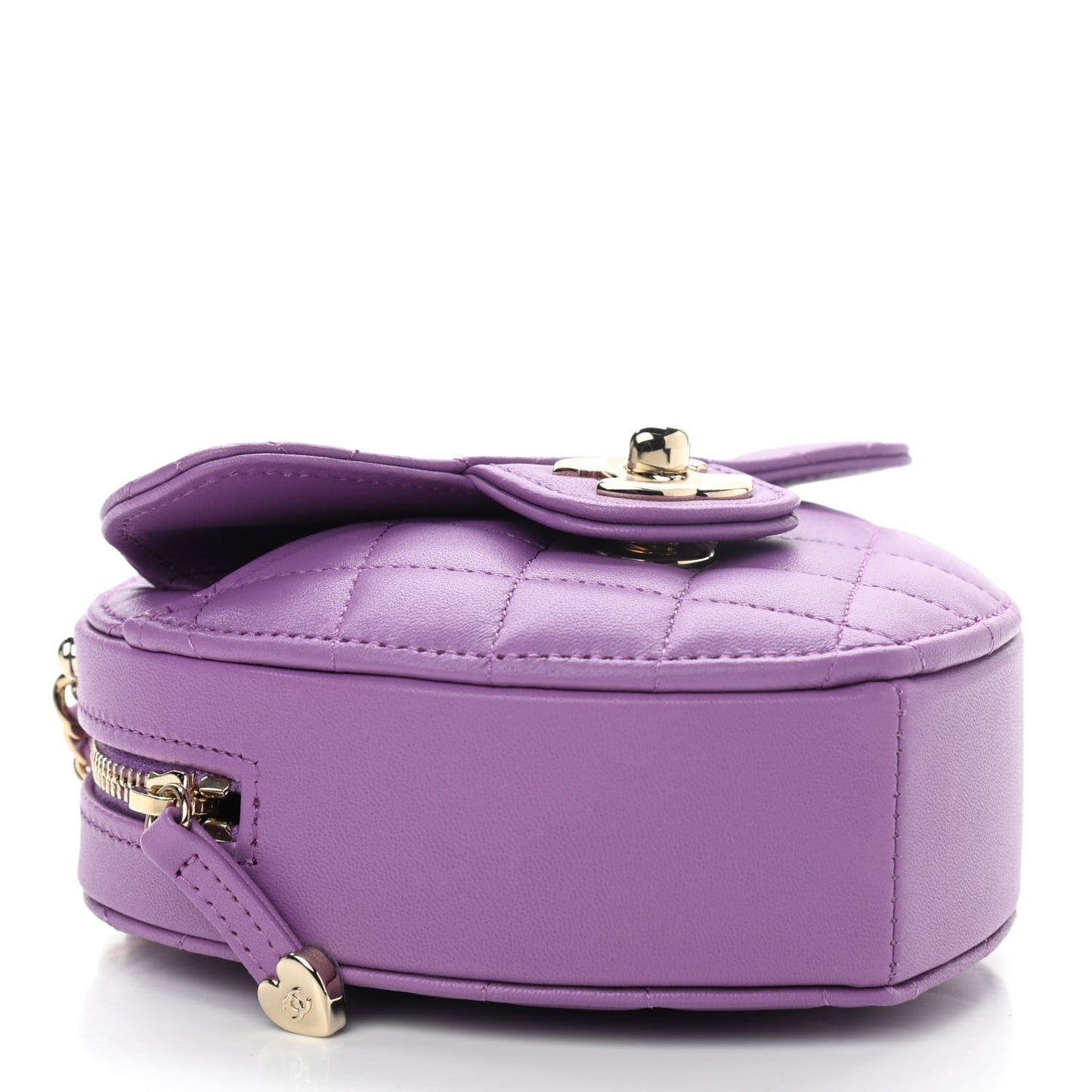 Lambskin Quilted CC In Love Heart Clutch With Chain Purple