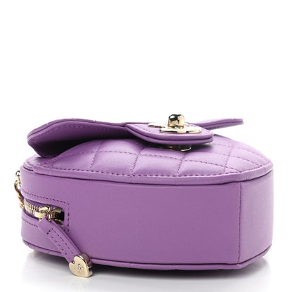 Chanel Lambskin Quilted CC In Love Heart Clutch With Chain Purple 4 of 11