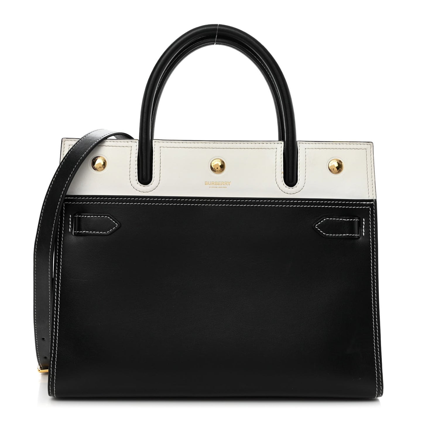 Calfskin Small Two Handle Title Bag Black