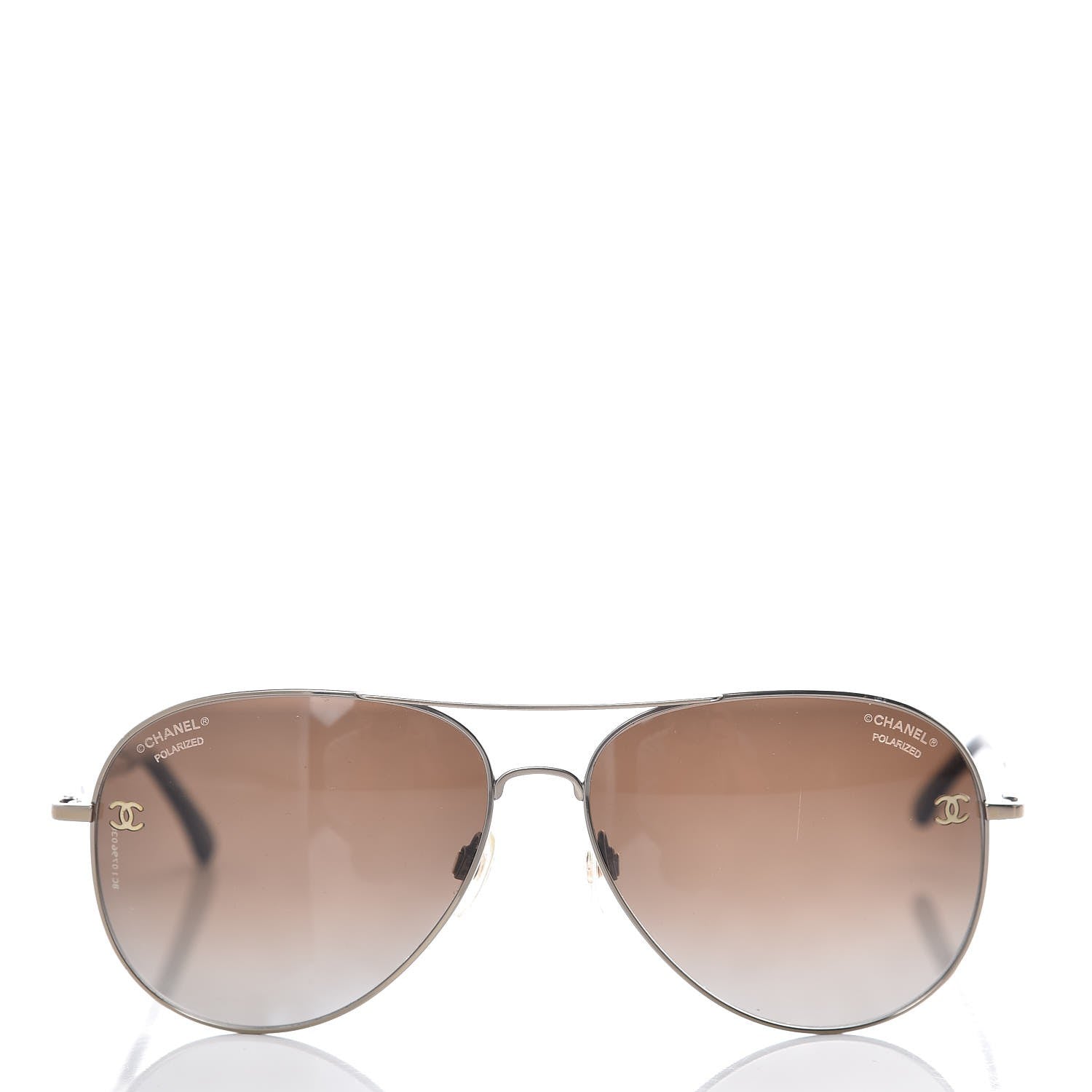 Chanel Polarized CC Aviator Sunglasses 4189-T-Q Gold 2 of 9