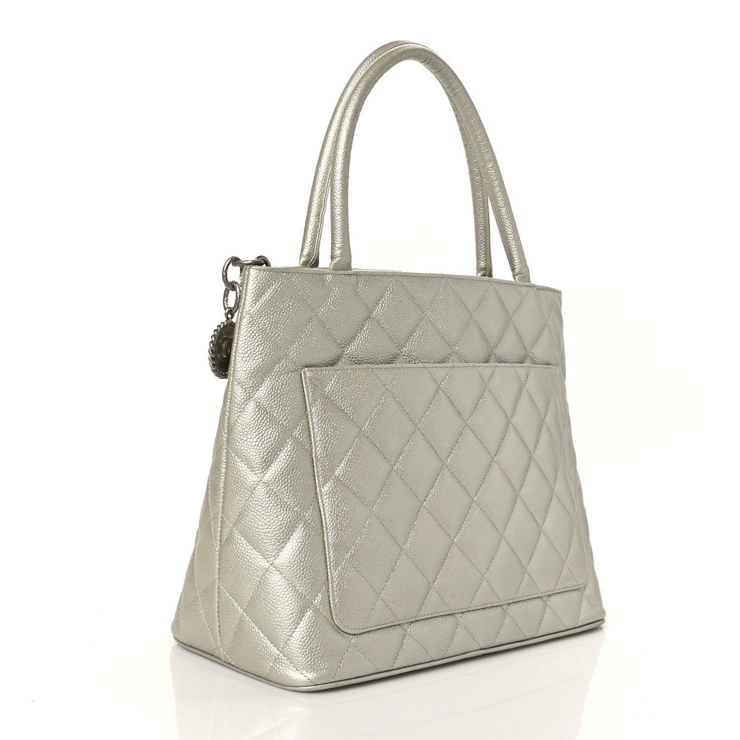 Chanel Metallic Caviar Quilted Medallion Tote Silver 3 of 9