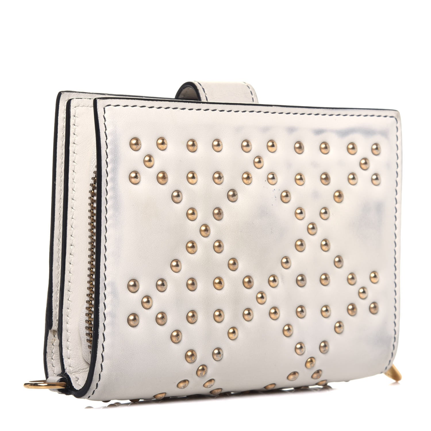 Christian Dior Lambskin Cannage Studded Lady Dior Eden Wallet White 3 of 18
