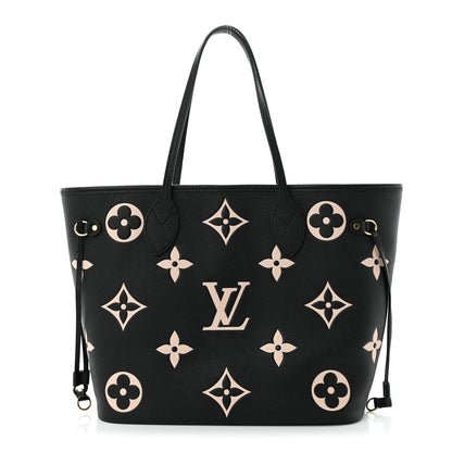 Louis Vuitton Empreinte Monogram Giant Neverfull MM Black Beige 1 of 9