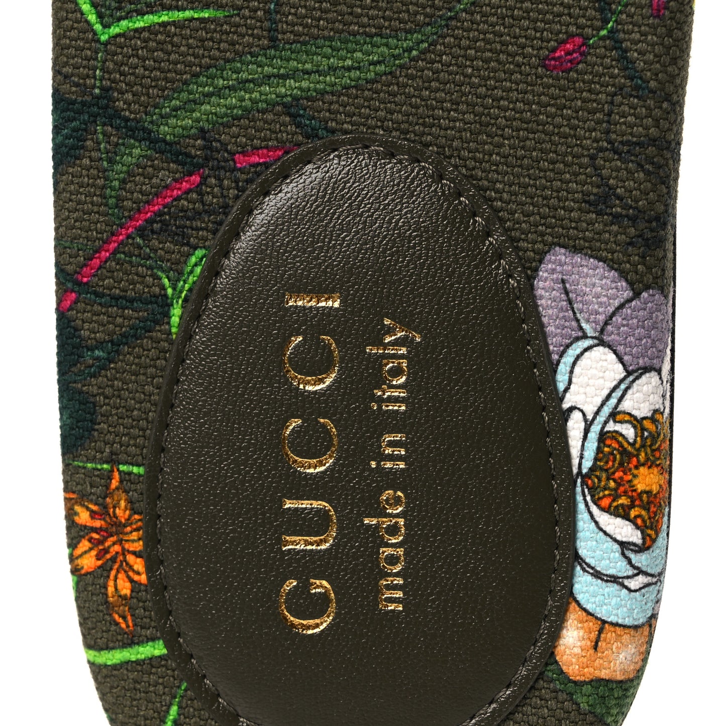 Canvas Flora Floral Horsebit Slide Sandals 36 Green