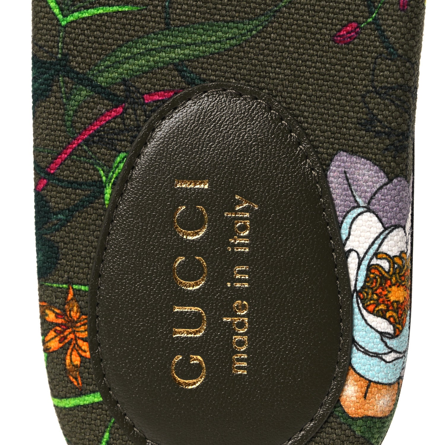 Gucci Canvas Flora Floral Horsebit Slide Sandals 36 Green 9 of 11