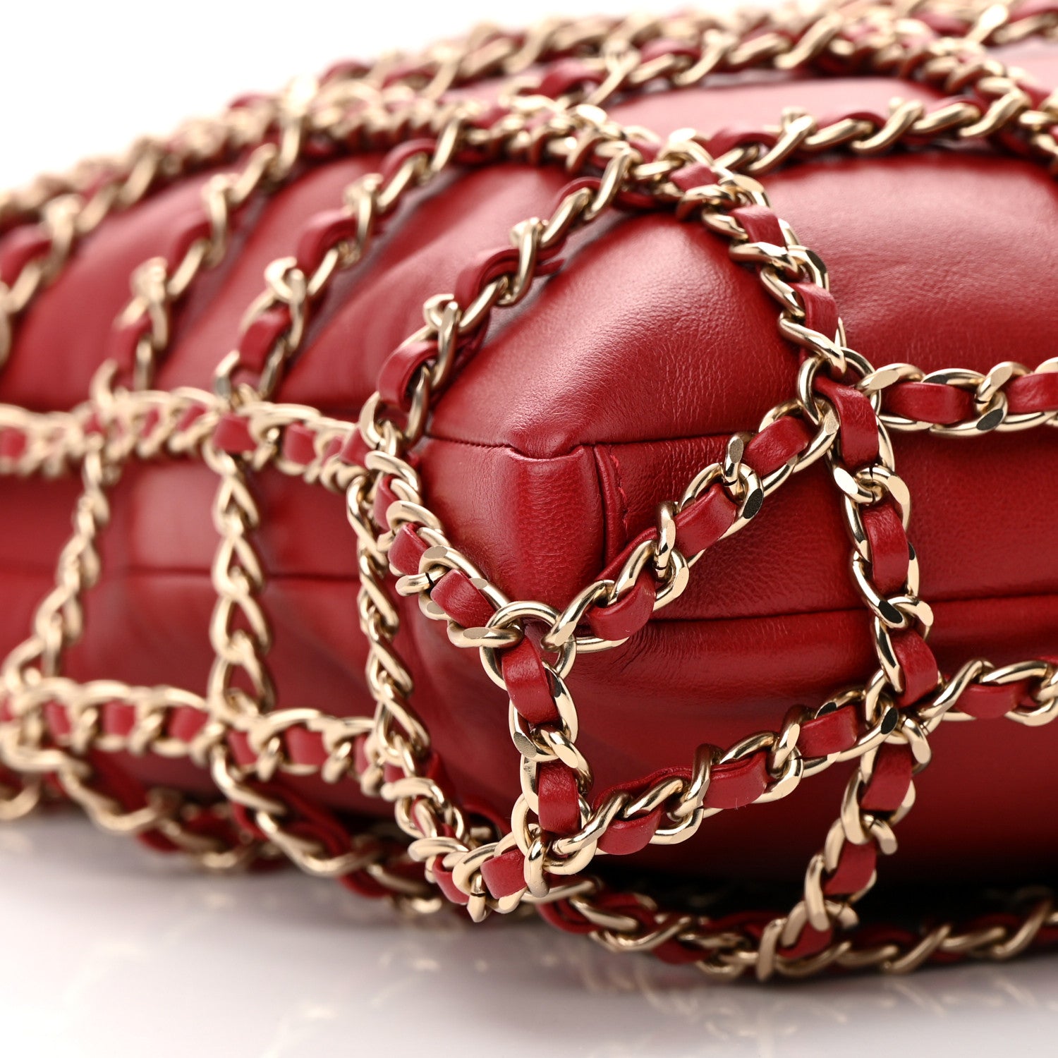 Chanel Lambskin Large Shopping Chain Tote Red 9 of 11