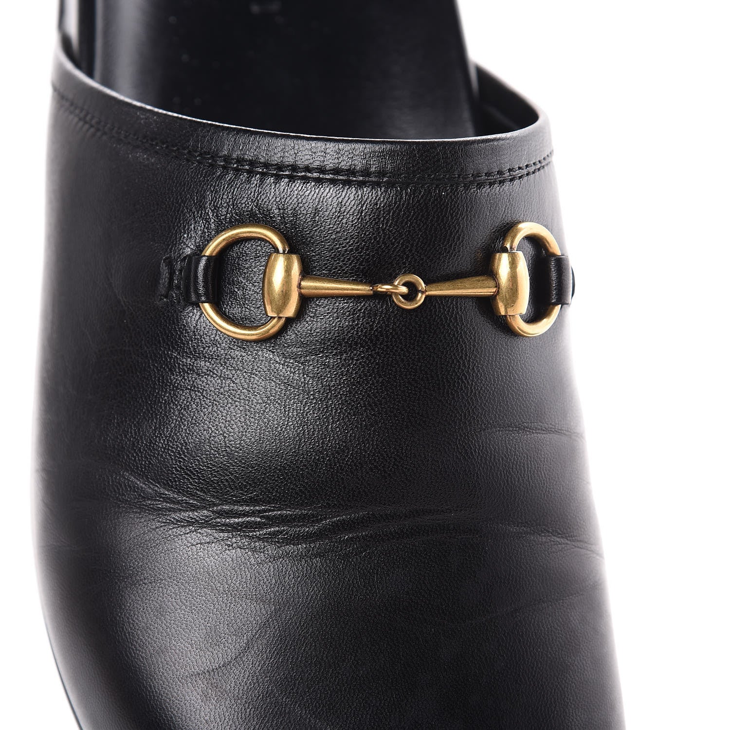 Gucci Malaga Kid Womens Horsebit River Slippers 37.5 Black 9 of 11