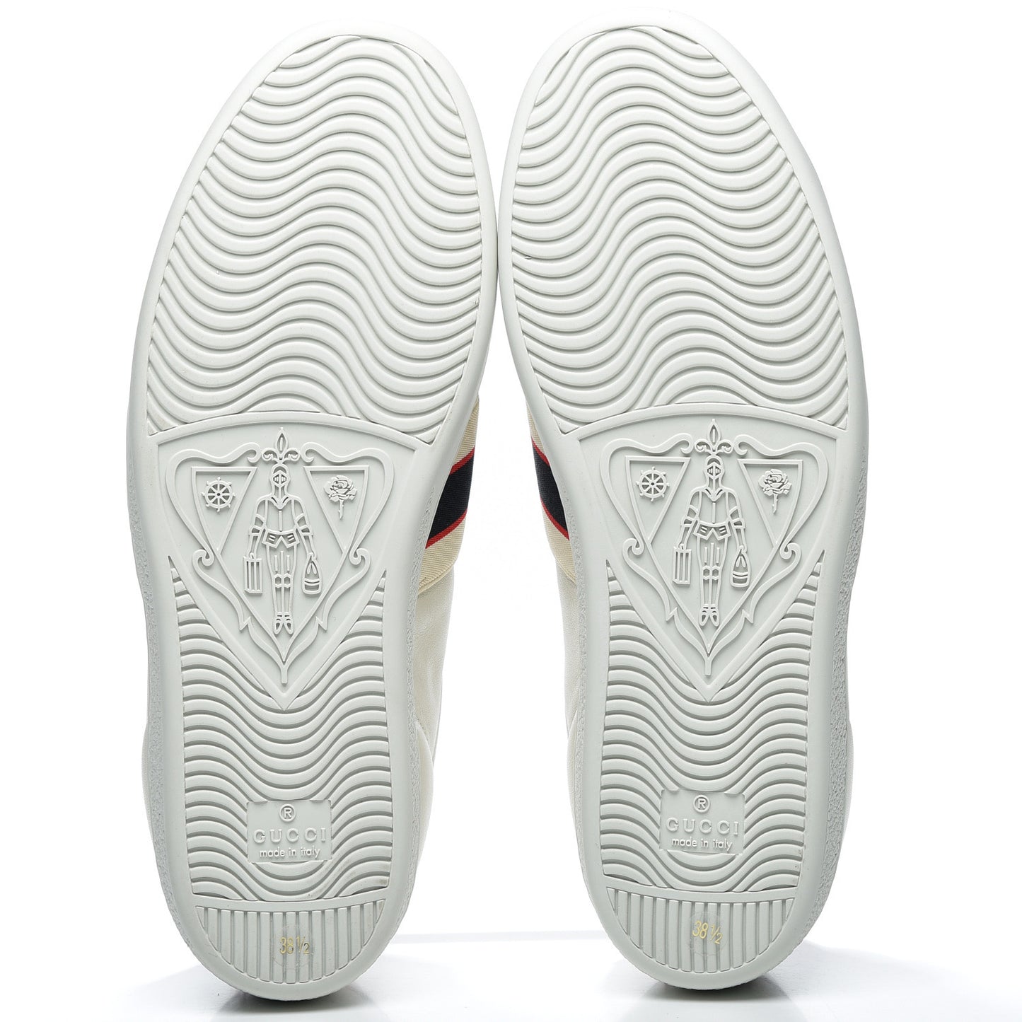 Calfskin Stripe Womens New Ace Sneakers 38.5 New Mystic White Ecru Red Flame