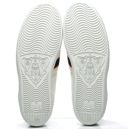 Gucci Calfskin Stripe Womens New Ace Sneakers 38.5 New Mystic White Ecru Red Flame 9 of 12