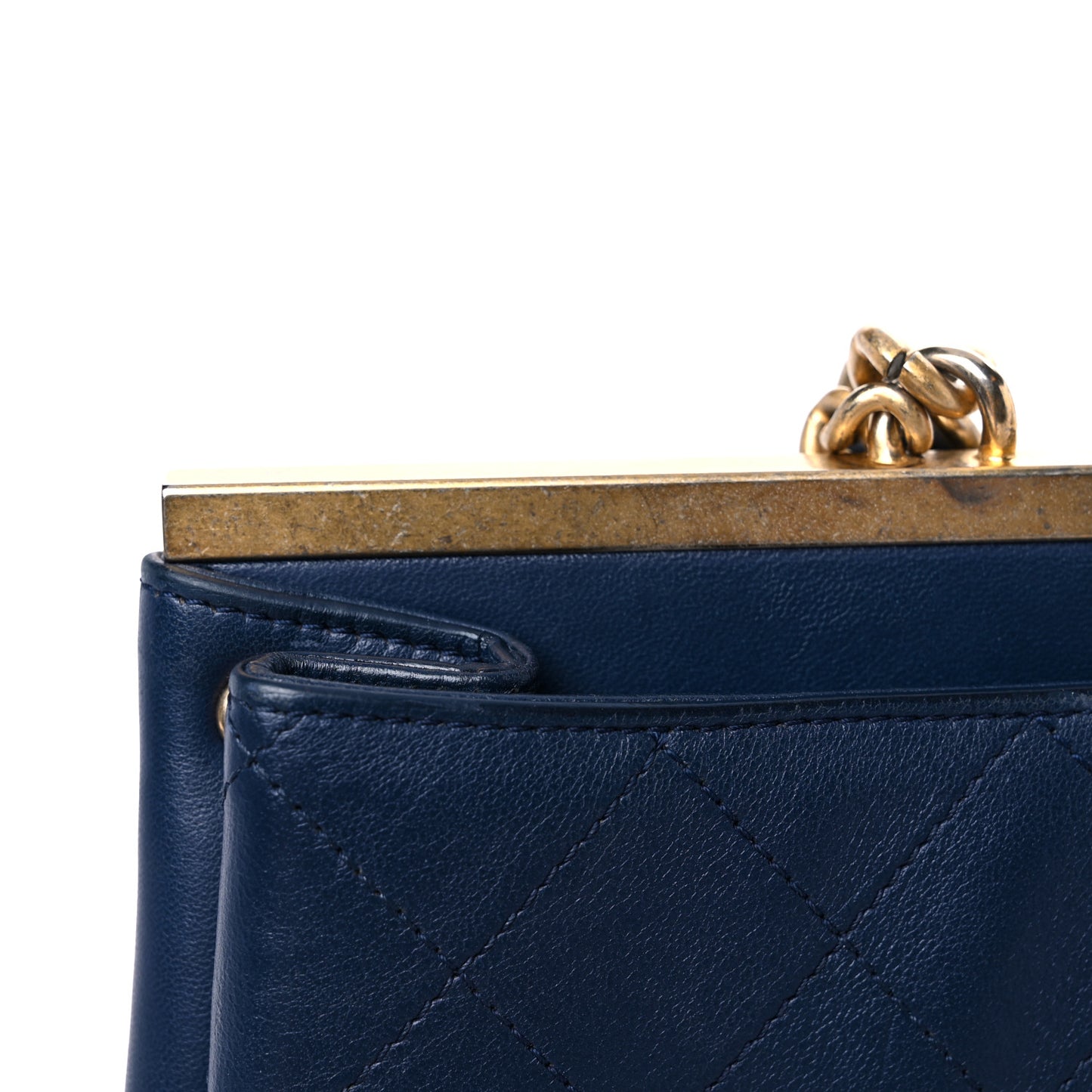 Lambskin Stitched Coco Luxe Tote Blue