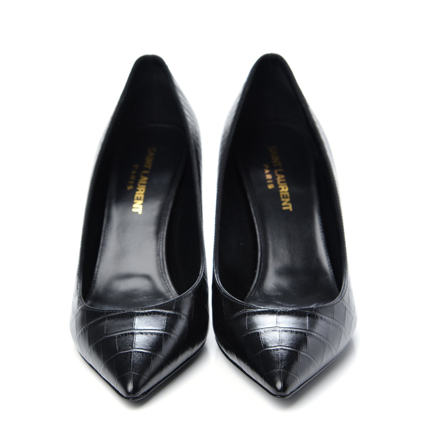 Calfskin Crocodile Embossed Opyum Pumps 36 Black