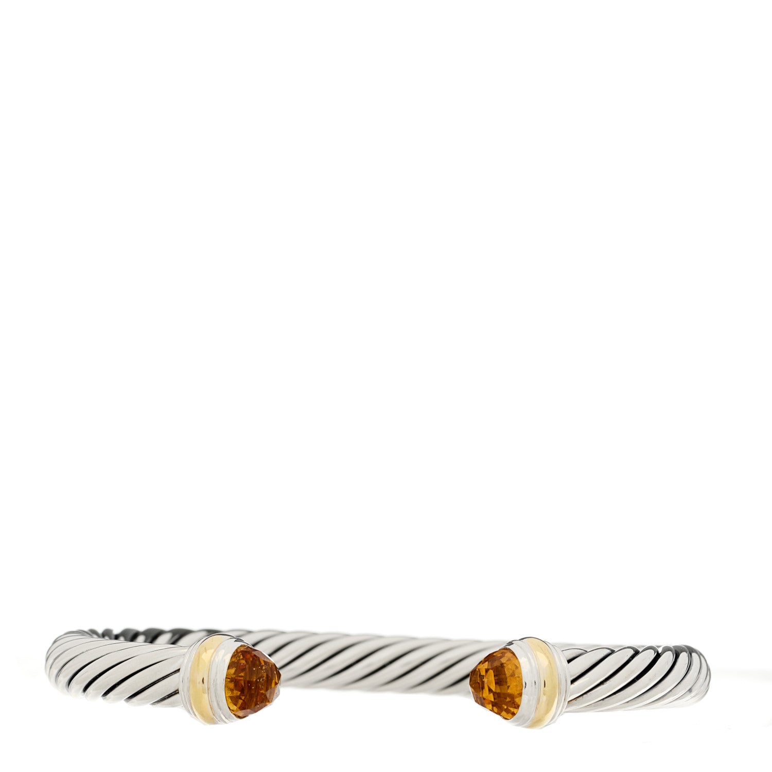 David Yurman Sterling Silver 14K Yellow Gold Citrine 7mm Cable Classics Bracelet 1 of 3