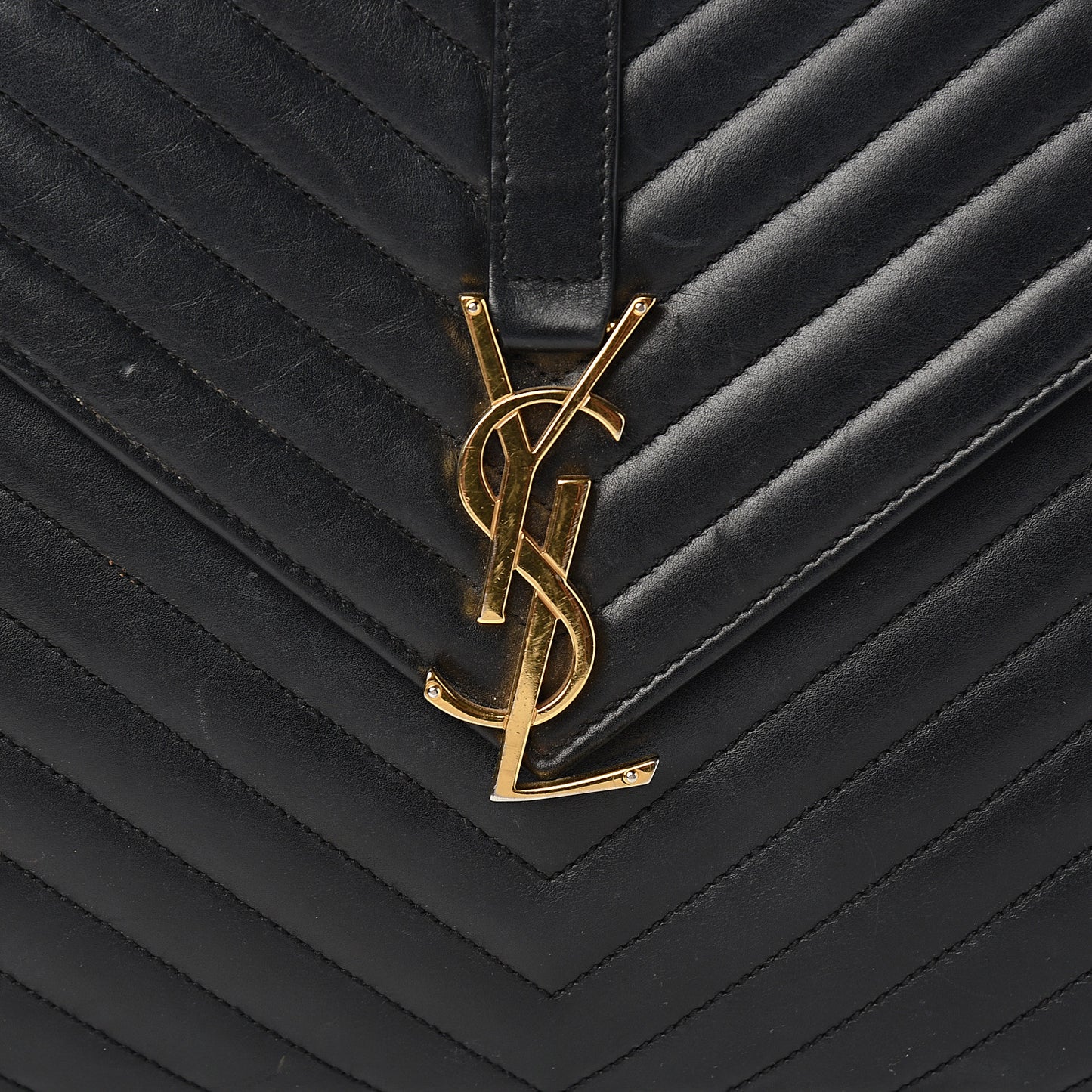 Smooth Calfskin Matelasse Chevron Large Monogram Satchel Black