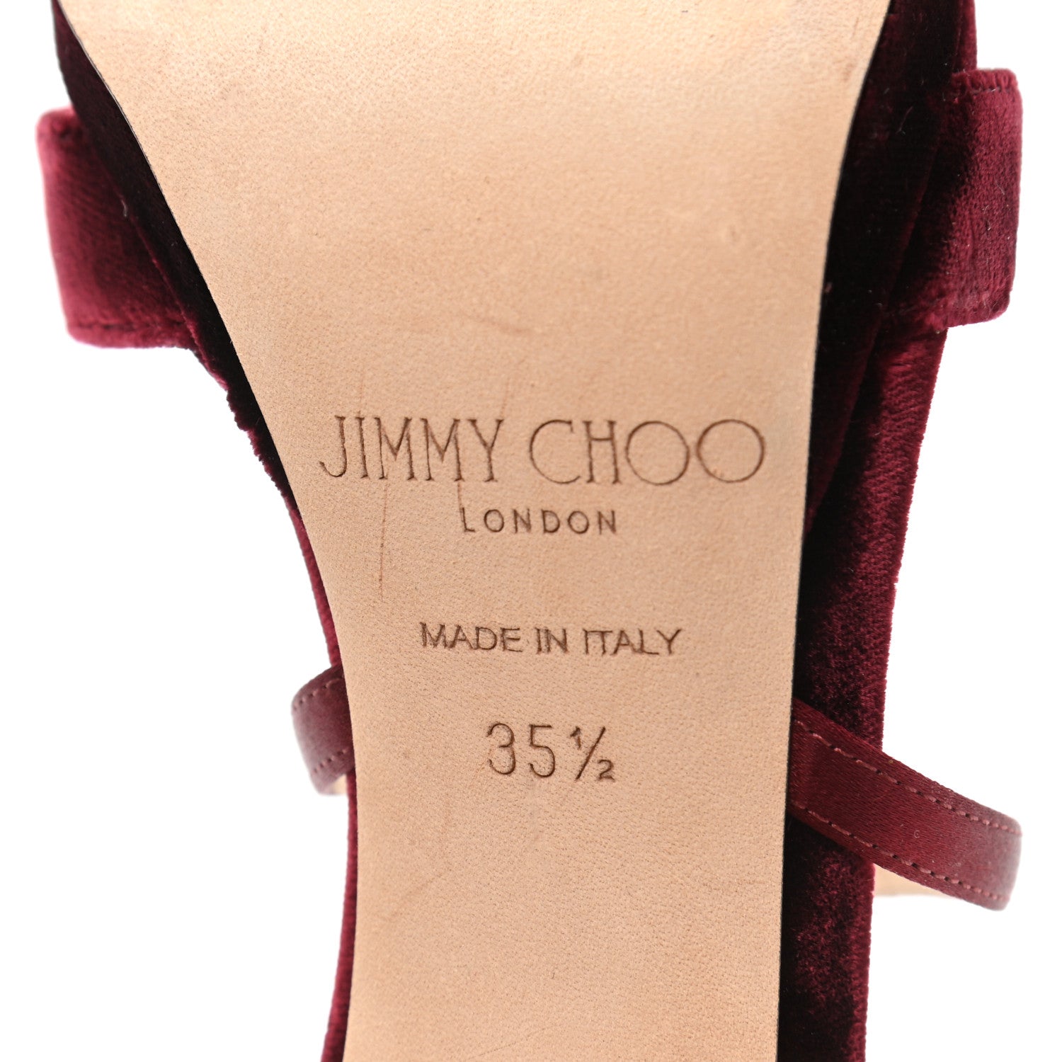 Jimmy Choo Velvet Satin Lola 120 Platform Sandals 35.5 Bordeaux 6 of 7