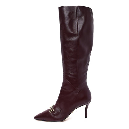 Gucci Calfskin Zumi Knee High Boots 37.5 Vintage Bordeaux 1 of 8