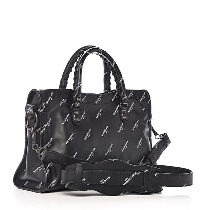 Balenciaga Veau Allover Logo Classic Hardware S City Black White 3 of 10