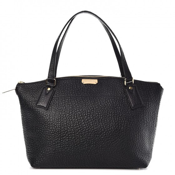 Signature Grain Calfskin Medium Welburn Tote Black