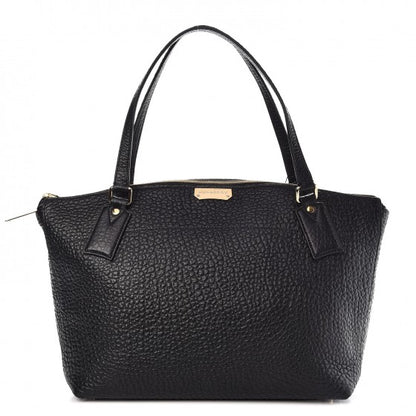 Burberry Signature Grain Calfskin Medium Welburn Tote Black 1 of 8