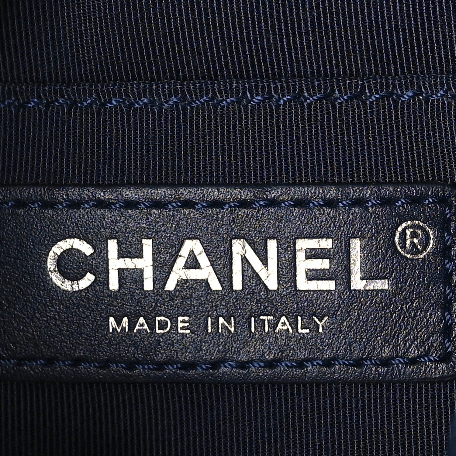Chanel Caviar Flat Quilted CC Chain Bucket Drawstring Bag Navy 5 of 7