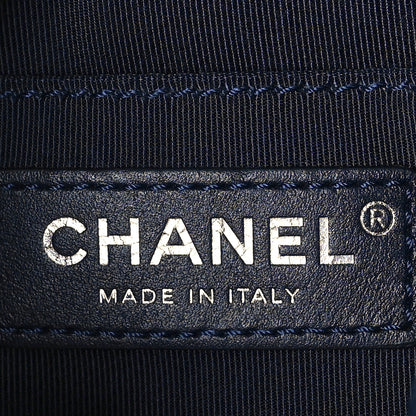 Chanel Caviar Flat Quilted CC Chain Bucket Drawstring Bag Navy 5 of 7