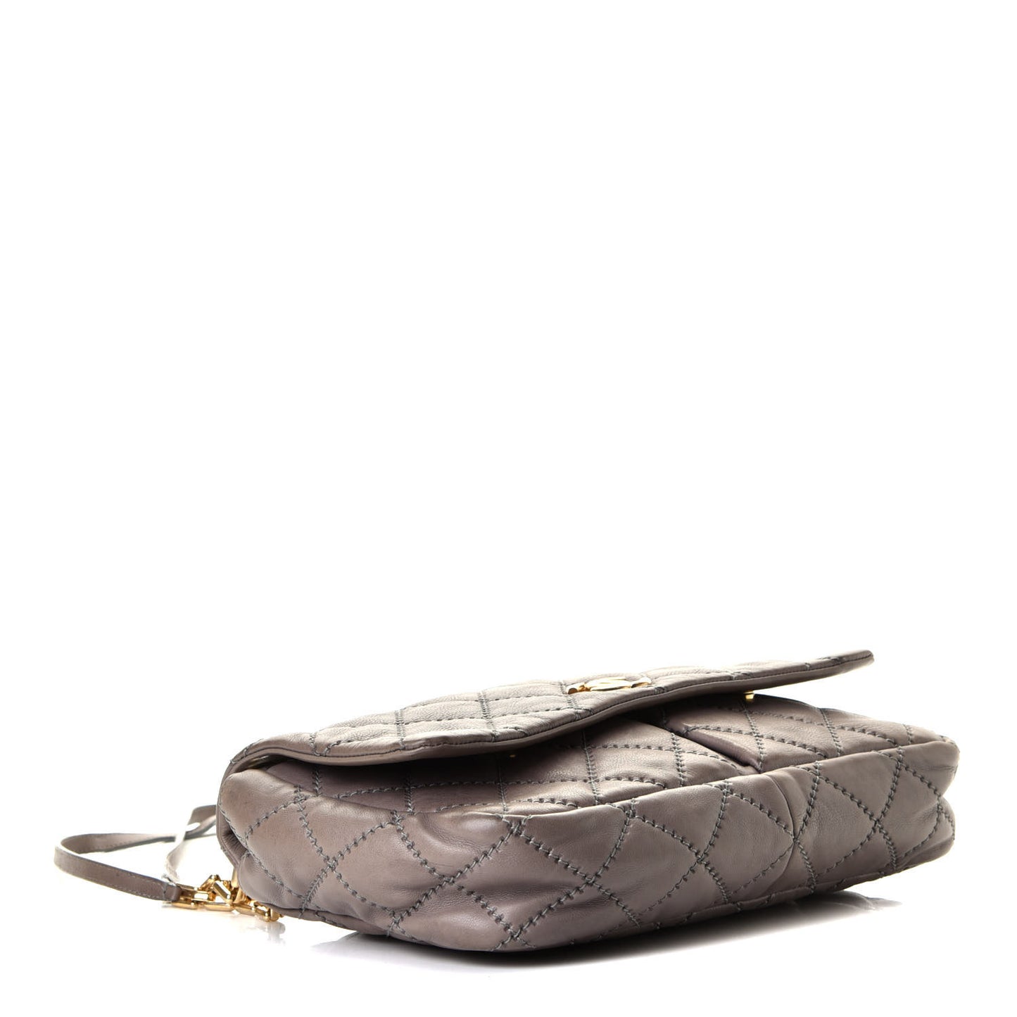 Calfskin Quilted Large Retro Chain Flap Grey