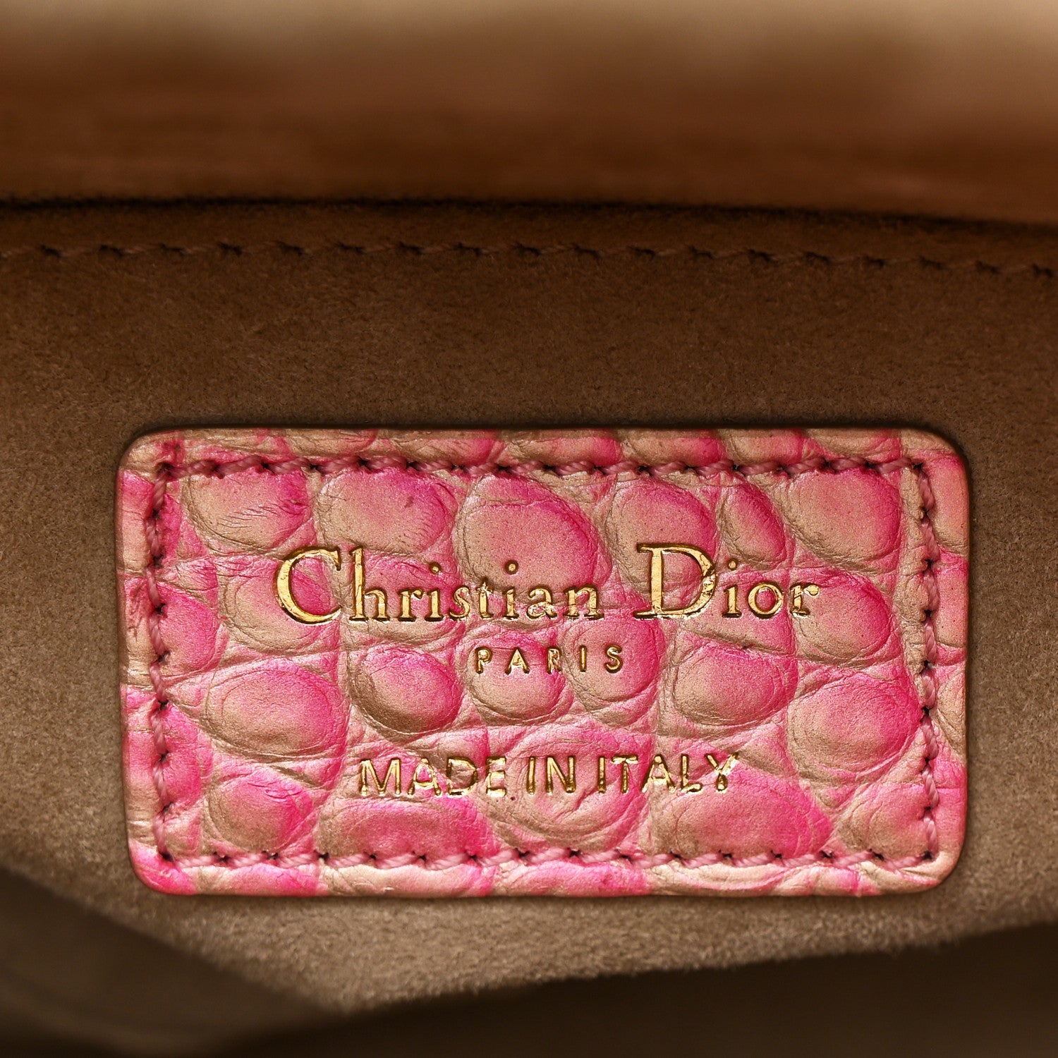 Christian Dior Metallic Alligator Gradient Small Lady Dior Pink