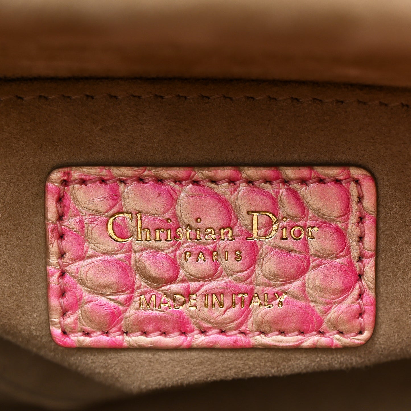 Metallic Alligator Gradient Small Lady Dior Pink