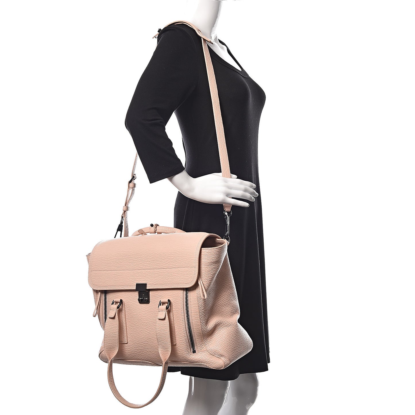 3.1 Textured Calfskin Large Pashli Satchel Blush