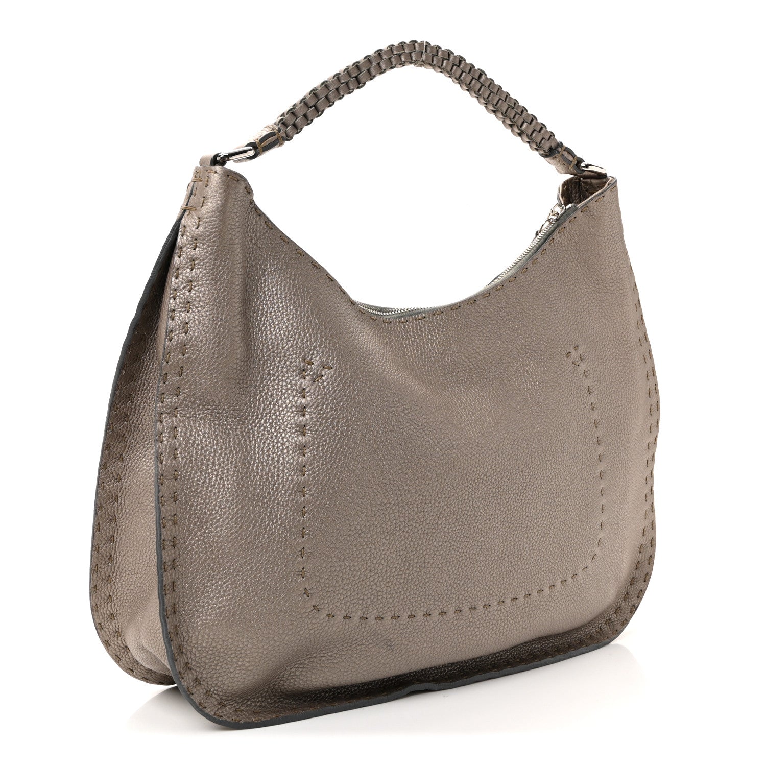 Fendi Cuoio Romano Selleria Hobo Peltro 3 of 9