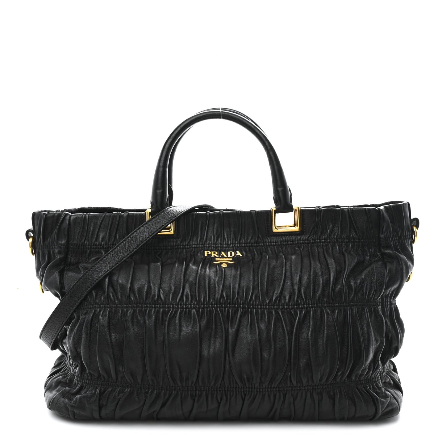 Nappa Gaufre Top Handle Satchel Black