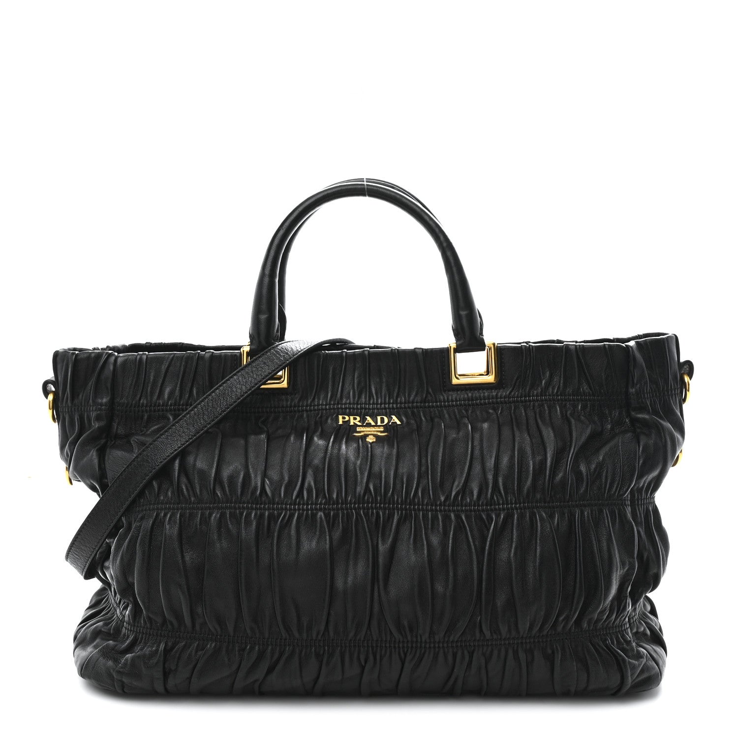 Prada Nappa Gaufre Top Handle Satchel Black 1 of 11