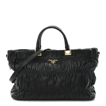 Prada Nappa Gaufre Top Handle Satchel Black 1 of 11