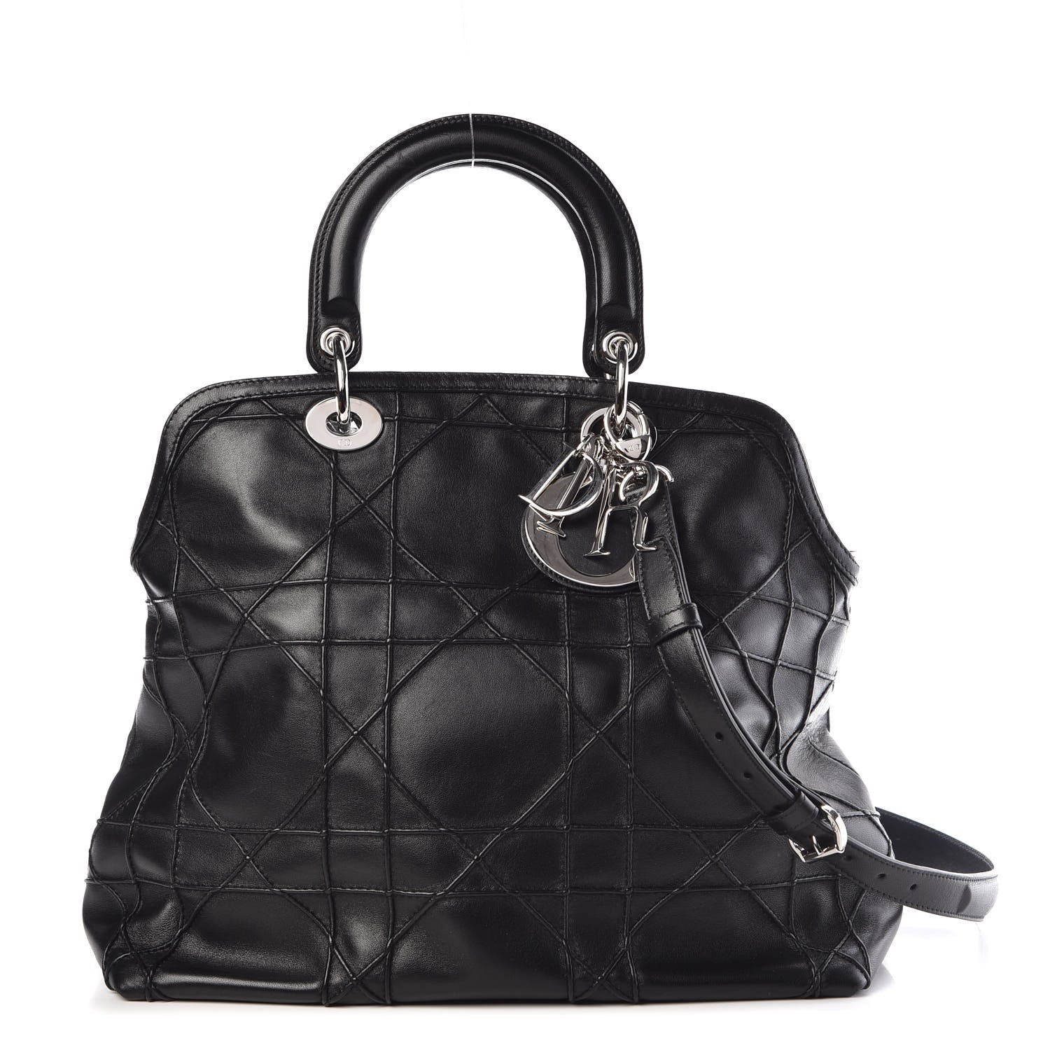 Christian Dior Lambskin Cannage Medium Granville Tote Black 1 of 8