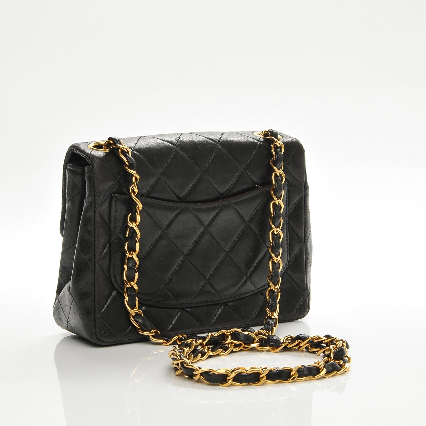 Lambskin Quilted Mini Square Flap Black