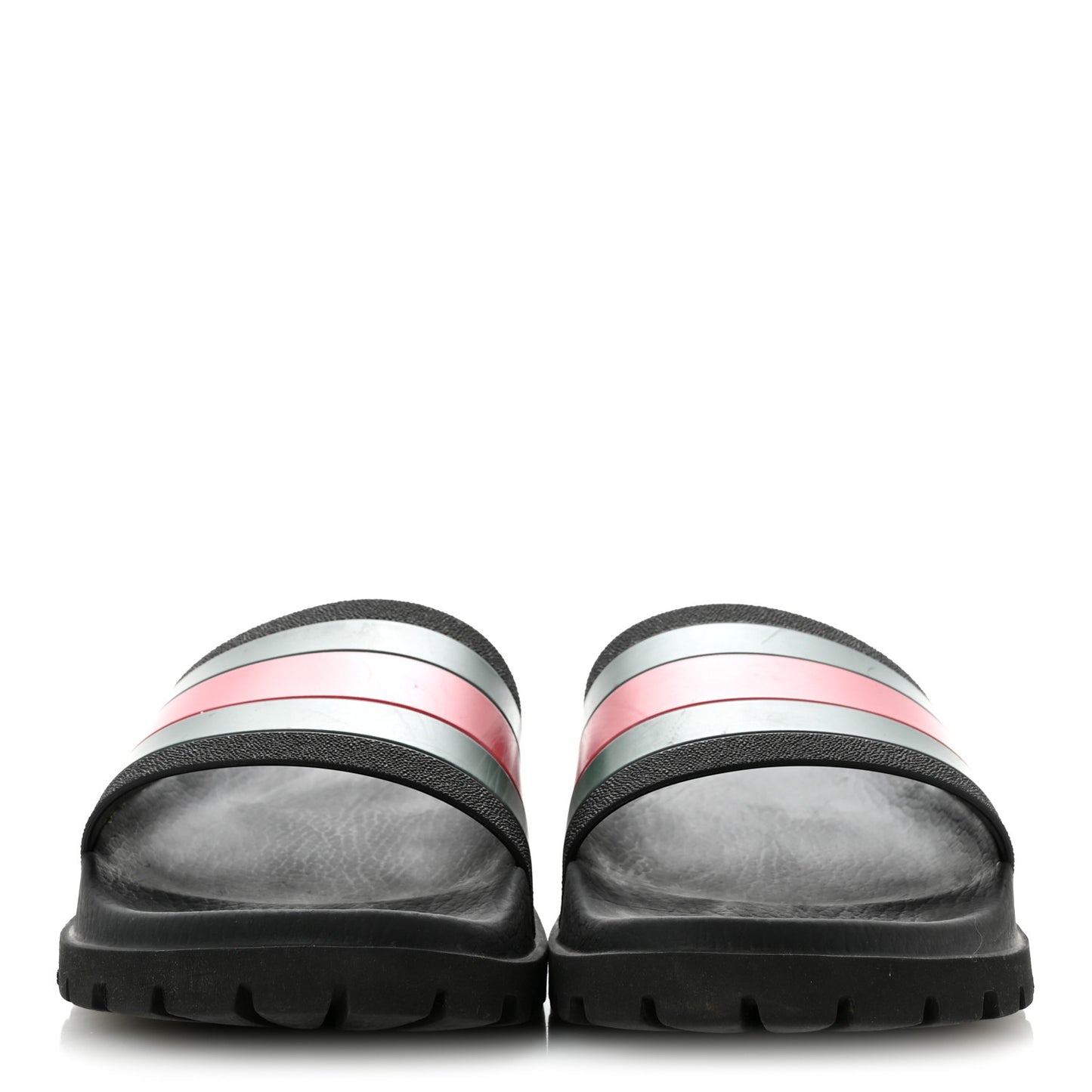 Rubber Web Mens Lug Sole Slide Sandals 11 Black Green Red