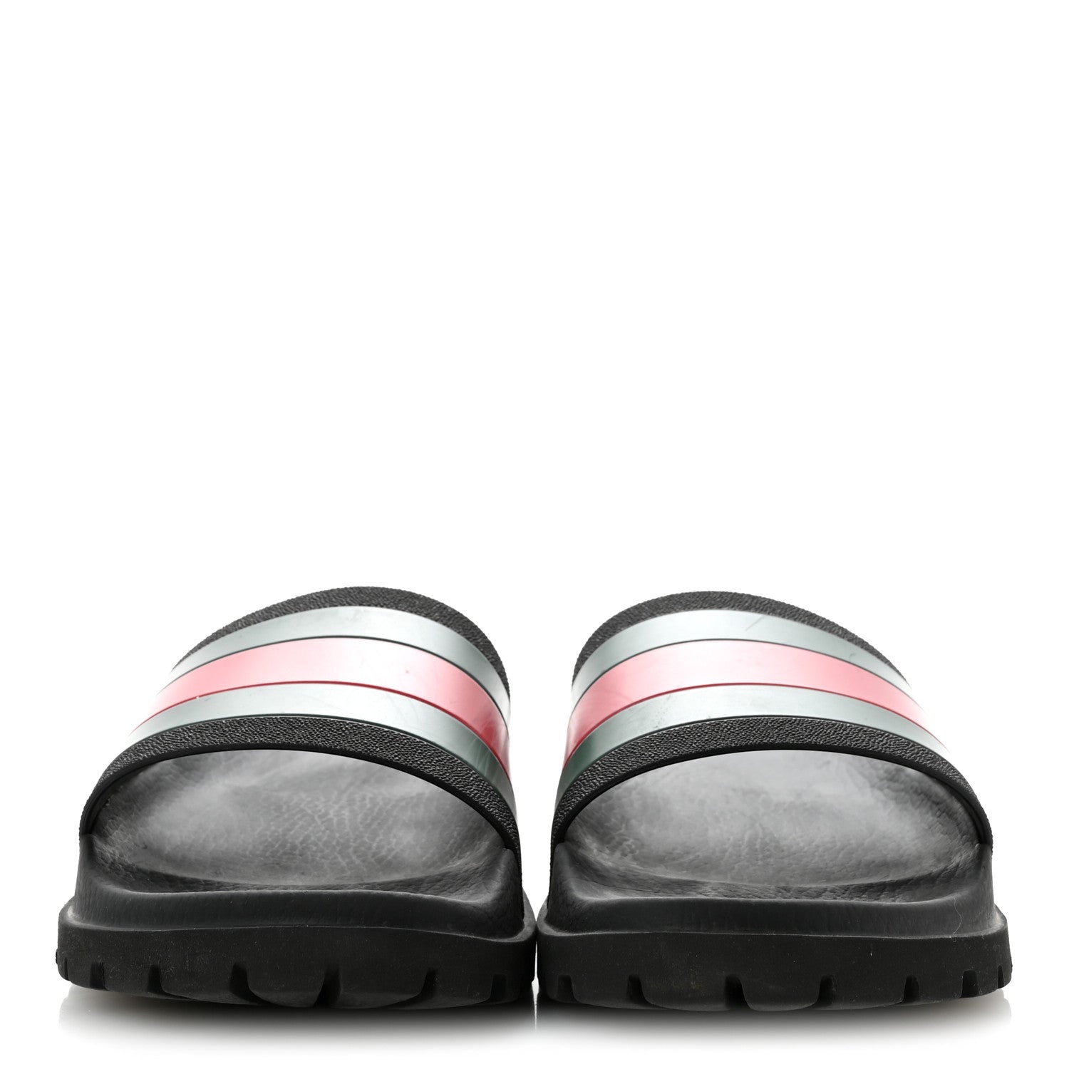 Gucci Rubber Web Mens Lug Sole Slide Sandals 11 Black Green Red 3 of 9