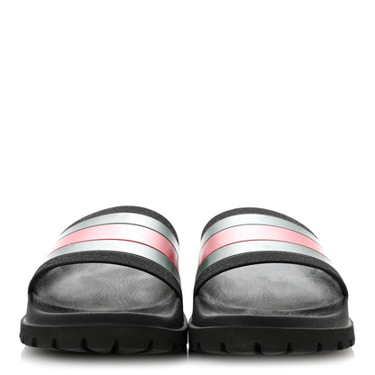 Gucci Rubber Web Mens Lug Sole Slide Sandals 11 Black Green Red 3 of 9