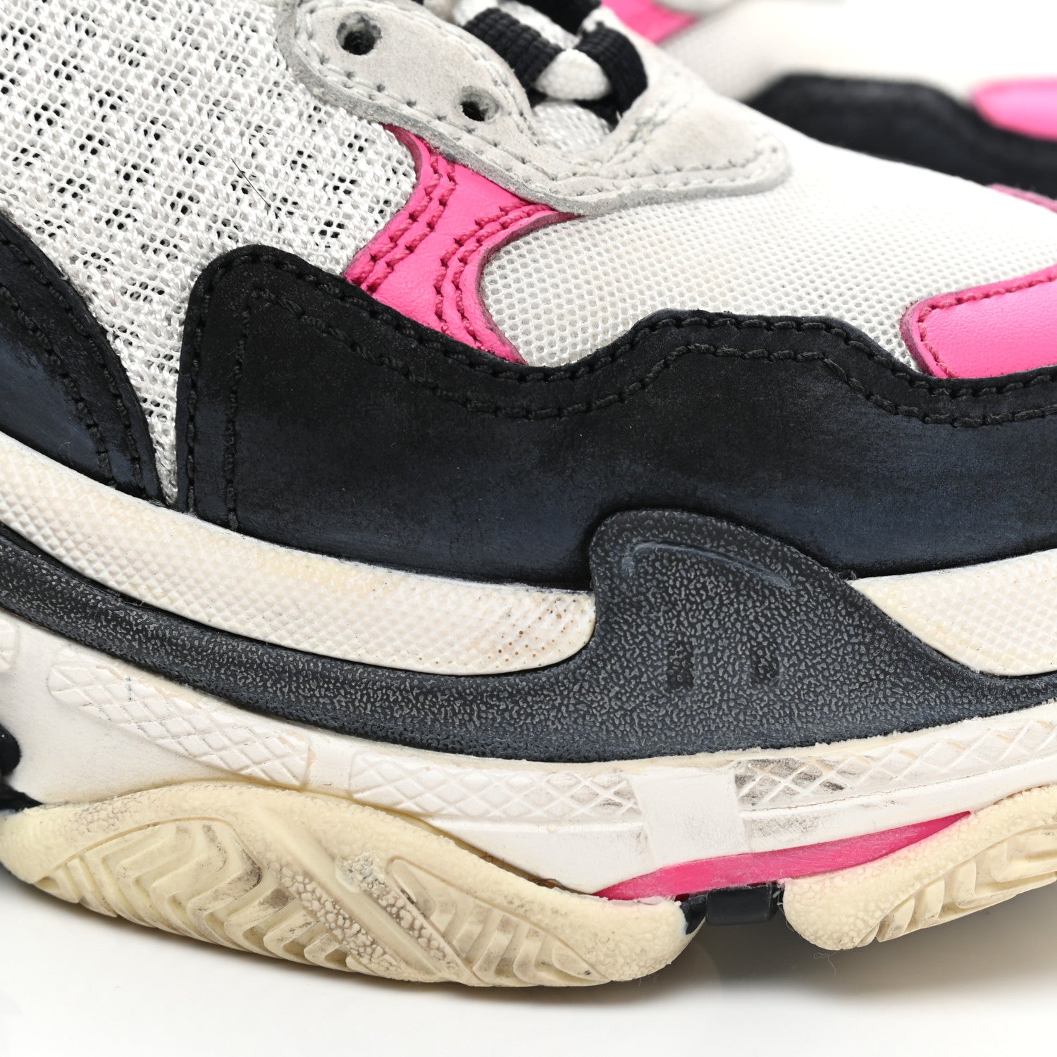 Balenciaga Fabric Mesh Womens Triple S Sneakers 35 Fluo Pink Grey White 5 of 7