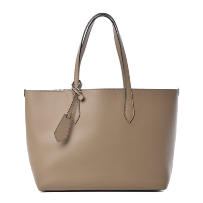 Burberry Grainy Calfskin Haymarket Check Medium Reversible Tote Camel 1 of 16