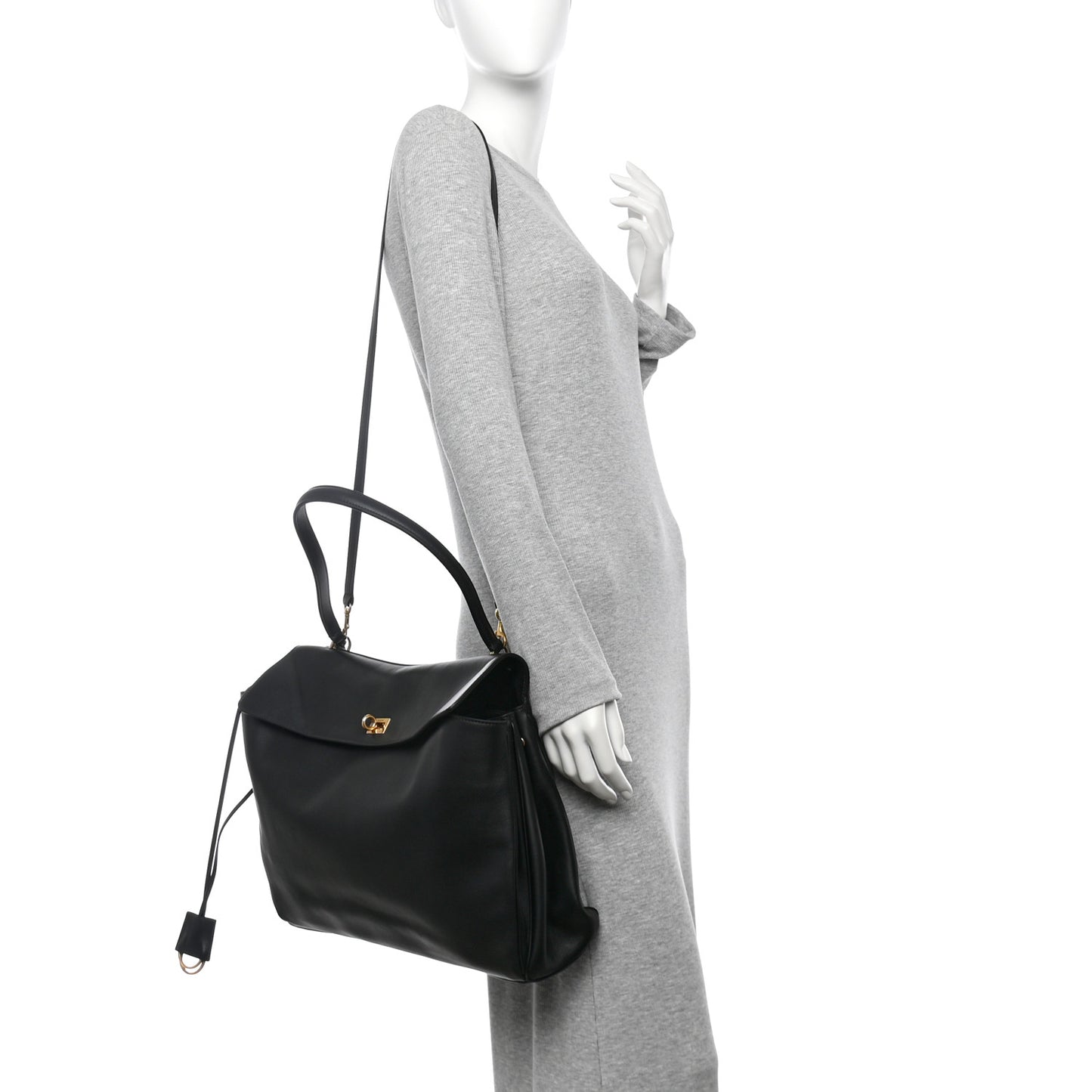 Smooth Calfskin Large Rodeo Top Handle Handbag Black