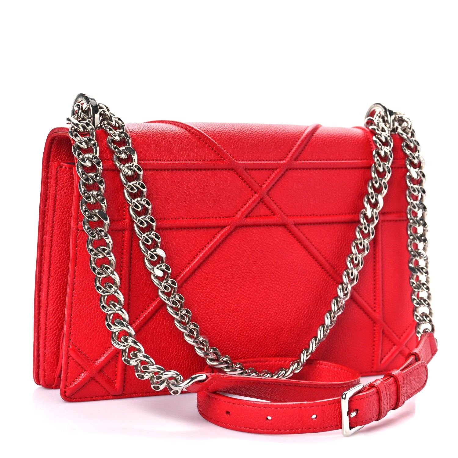 Christian Dior Grained Calfskin Medium Diorama Flap Bag Red 3 of 8