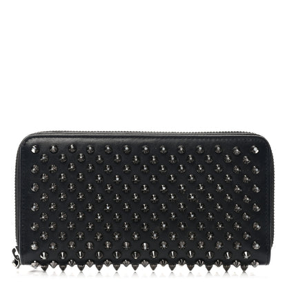 Christian Louboutin Calfskin Panettone Spiked Zip Around Wallet Black 1 of 9
