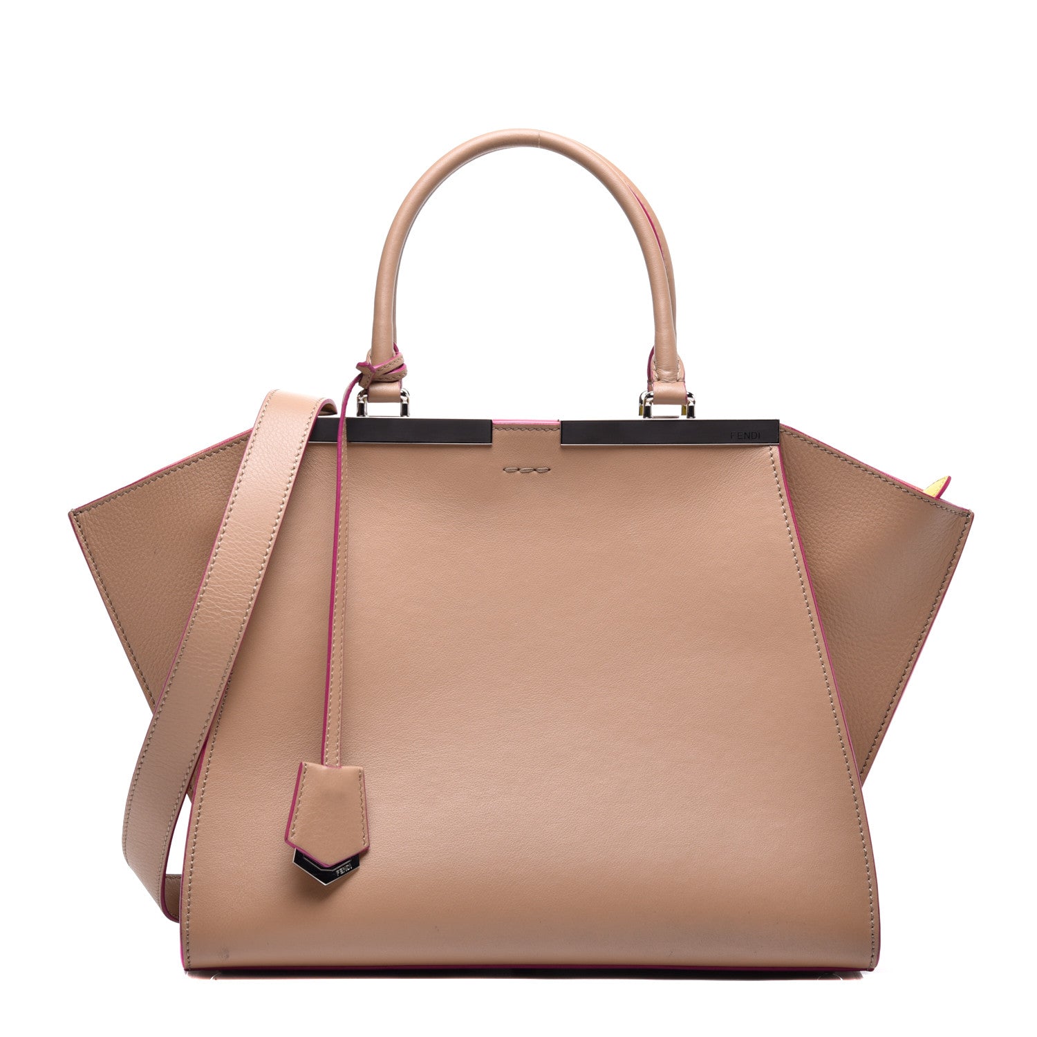 Fendi Vitello Dolce Shiny Nappa Petite 3Jours Tote Cuoio Lime 1 of 11