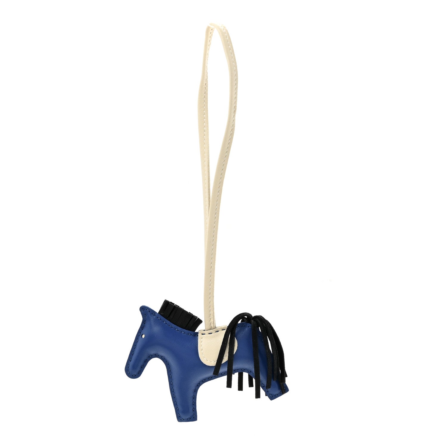 Hermes Milo Lambskin Grigri Rodeo Horse Bag Charm PM Bleu France Nata Bleu France Nata Black 1 of 5