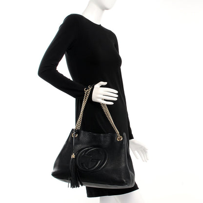 Gucci Pebbled Calfskin Medium Soho Chain Shoulder Bag Black 2 of 16