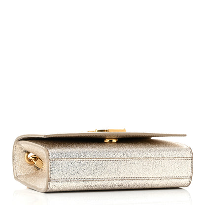 Saint Laurent Metallic Calfskin Small Classic Monogram Kate Satchel Platine 4 of 10