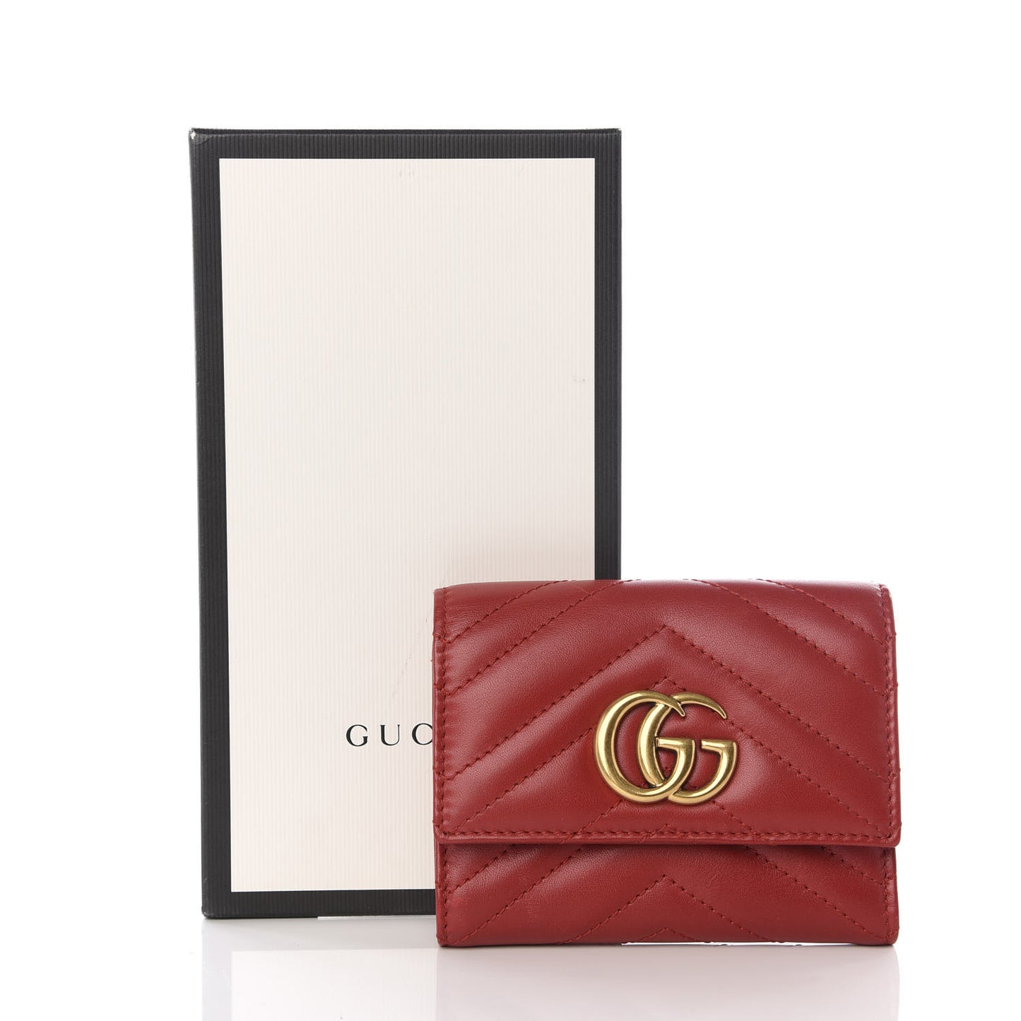 Calfskin Matelasse GG Marmont Wallet Hibiscus Red