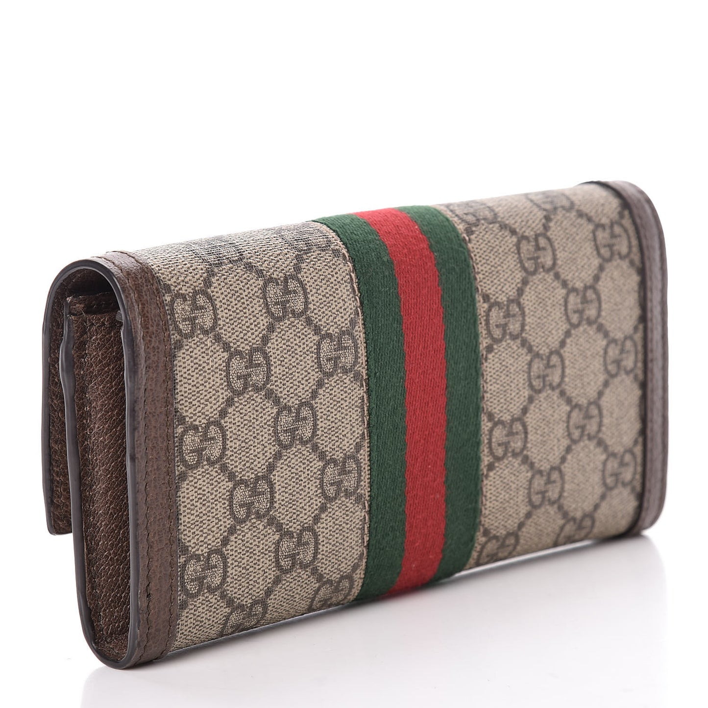 GG Supreme Monogram Web Ophidia Continental Wallet Brown